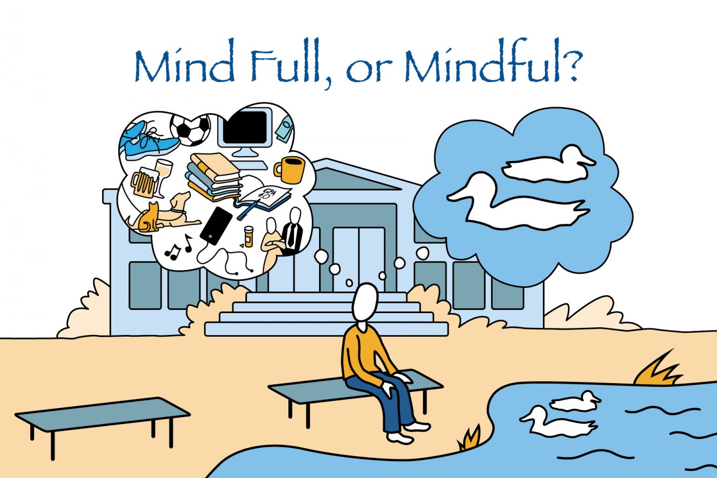 Mind Full or Mindfull college mindfulness illustration