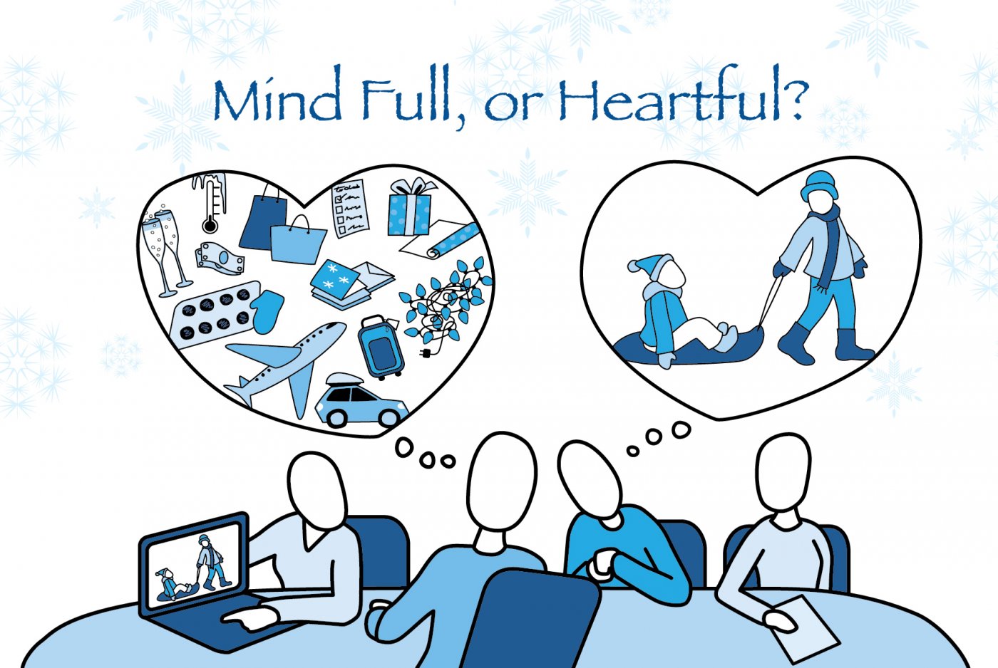 Mind Full or Mindful holiday mindfulness illustration