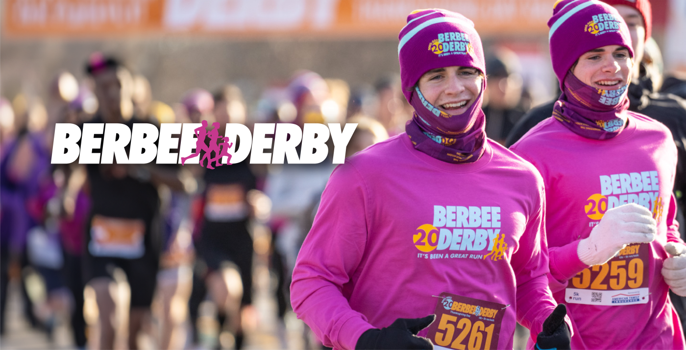 Berbee Derby logo on photo of runners