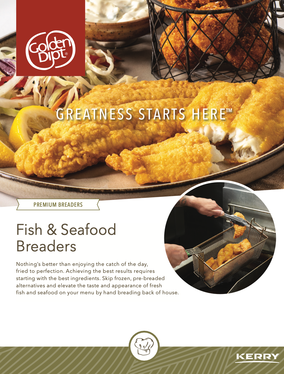 Kerry Golden Dipt print collateral: Fish & Seafood Breaders